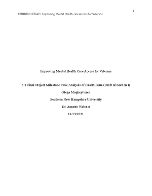 3-2 Final Project Milestone Two Analysis of Health Issue Draft of ...