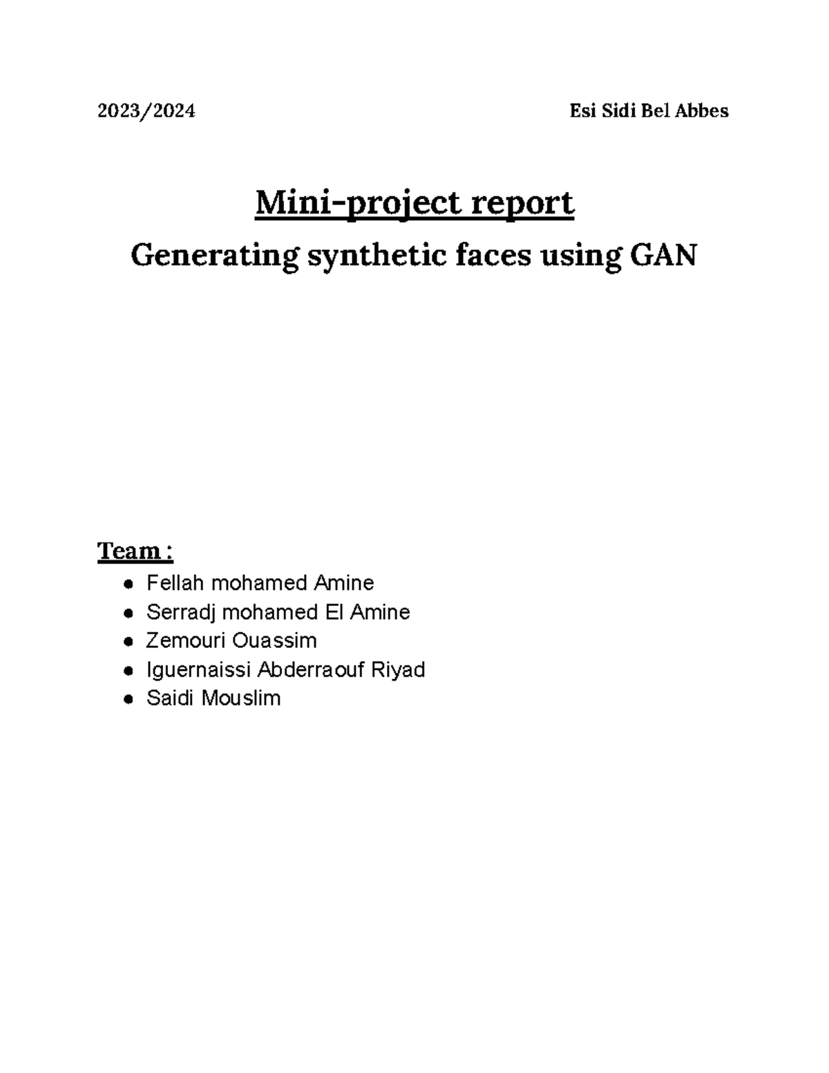 Deep learning mini project report - 2023/2024 Esi Sidi Bel Abbes Mini ...