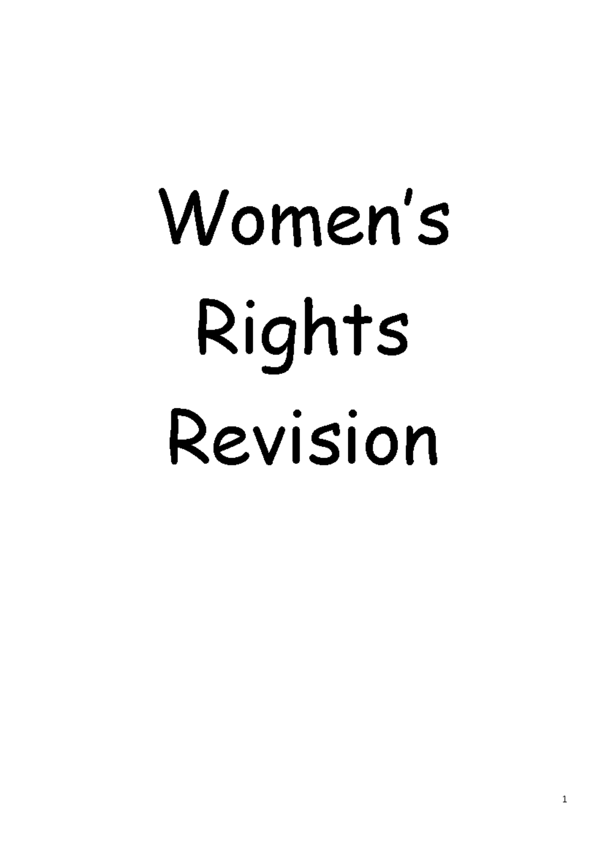 A2 History Civil Rights Women Revision Guide OCR - Women’s Rights ...