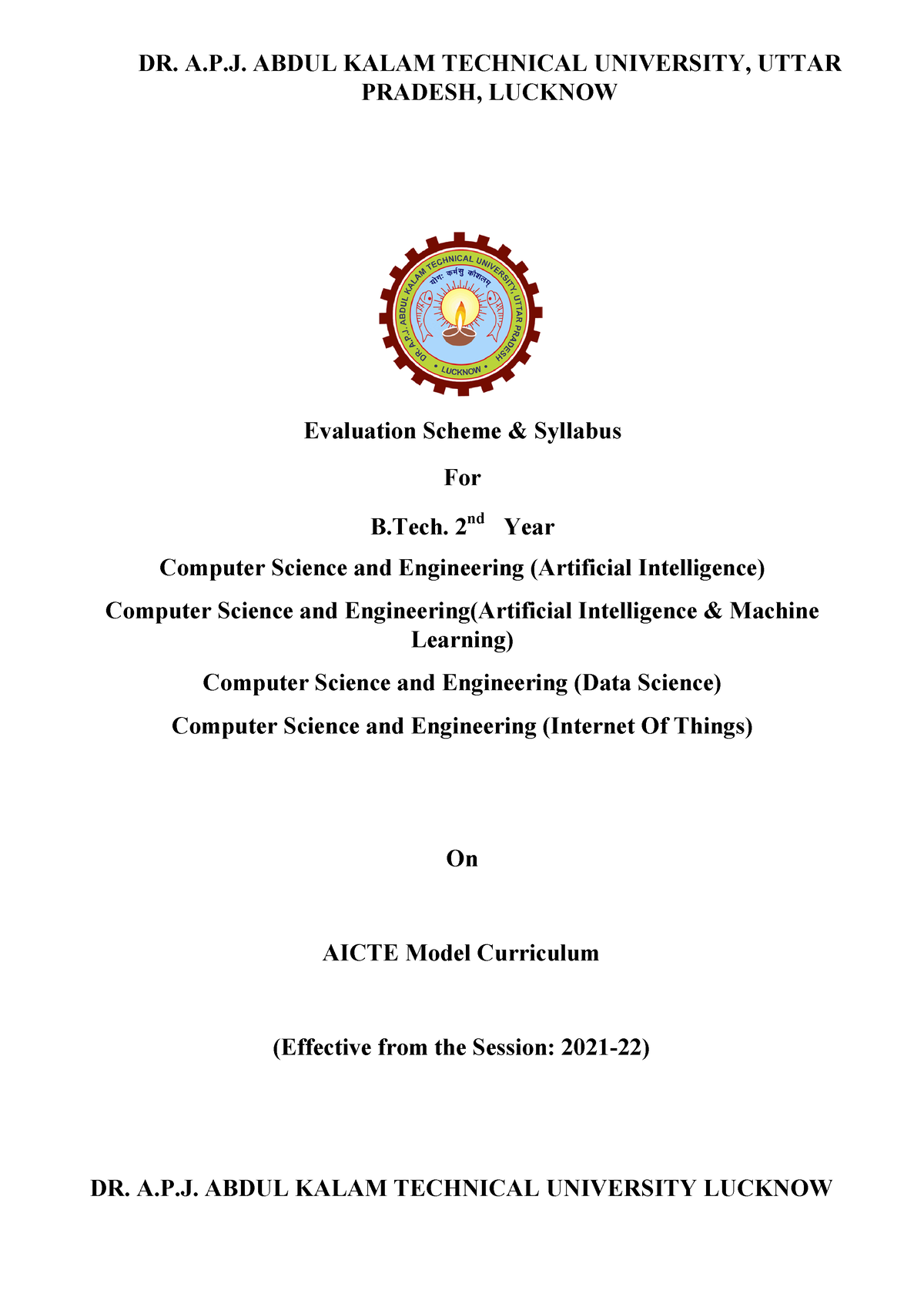 B.Tech 2nd Year CS(AI ML)2021-22 0709 - DR. A.P. ABDUL KALAM TECHNICAL ...