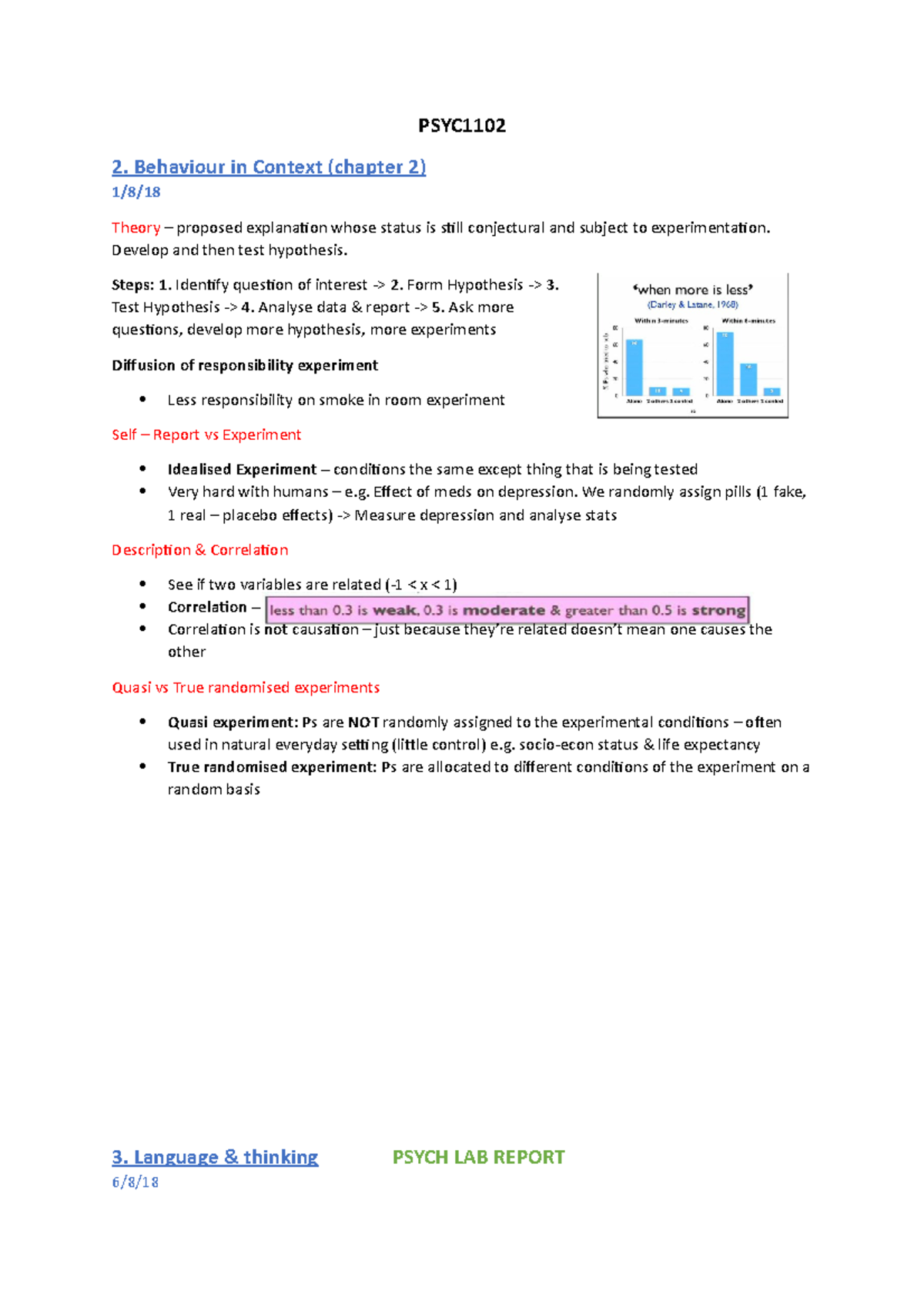 PSYC1102 - Lecture notes of the unit - PSYC1102 2. Behaviour in Context ...