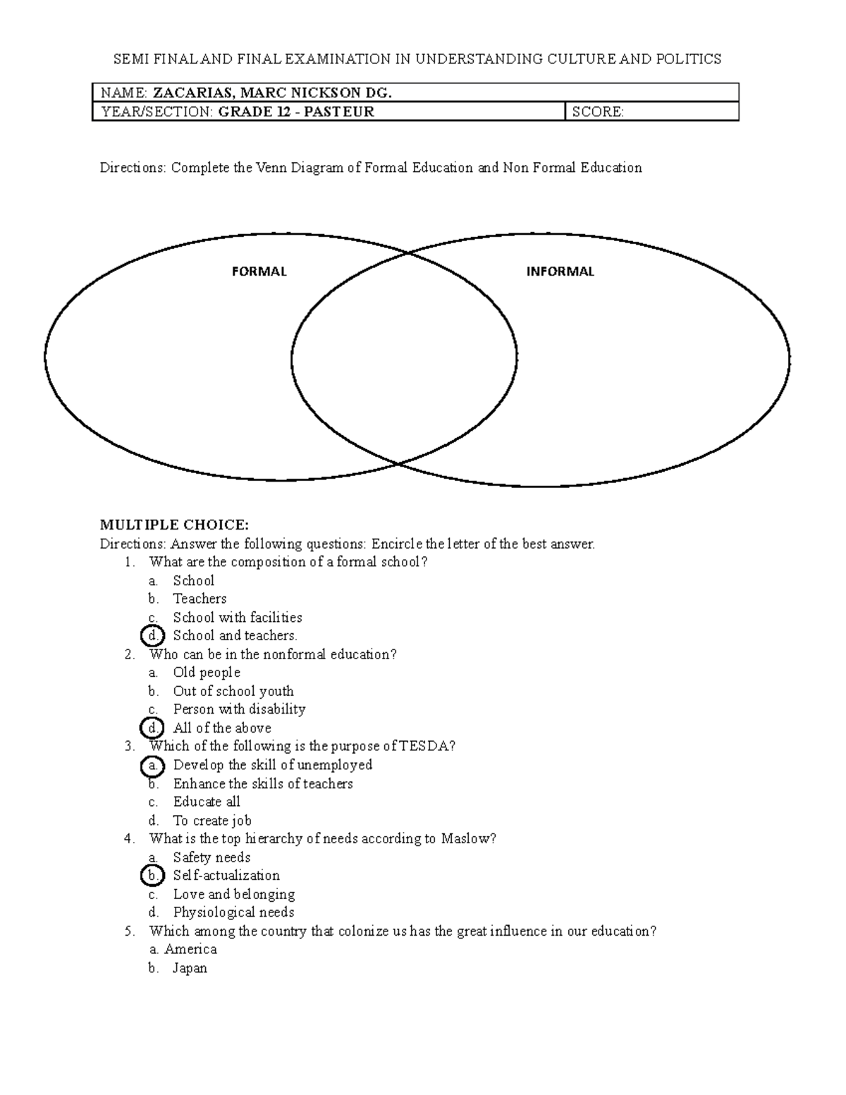 SEMI Final AND Final Examinations - SEMI FINAL AND FINAL EXAMINATION IN ...