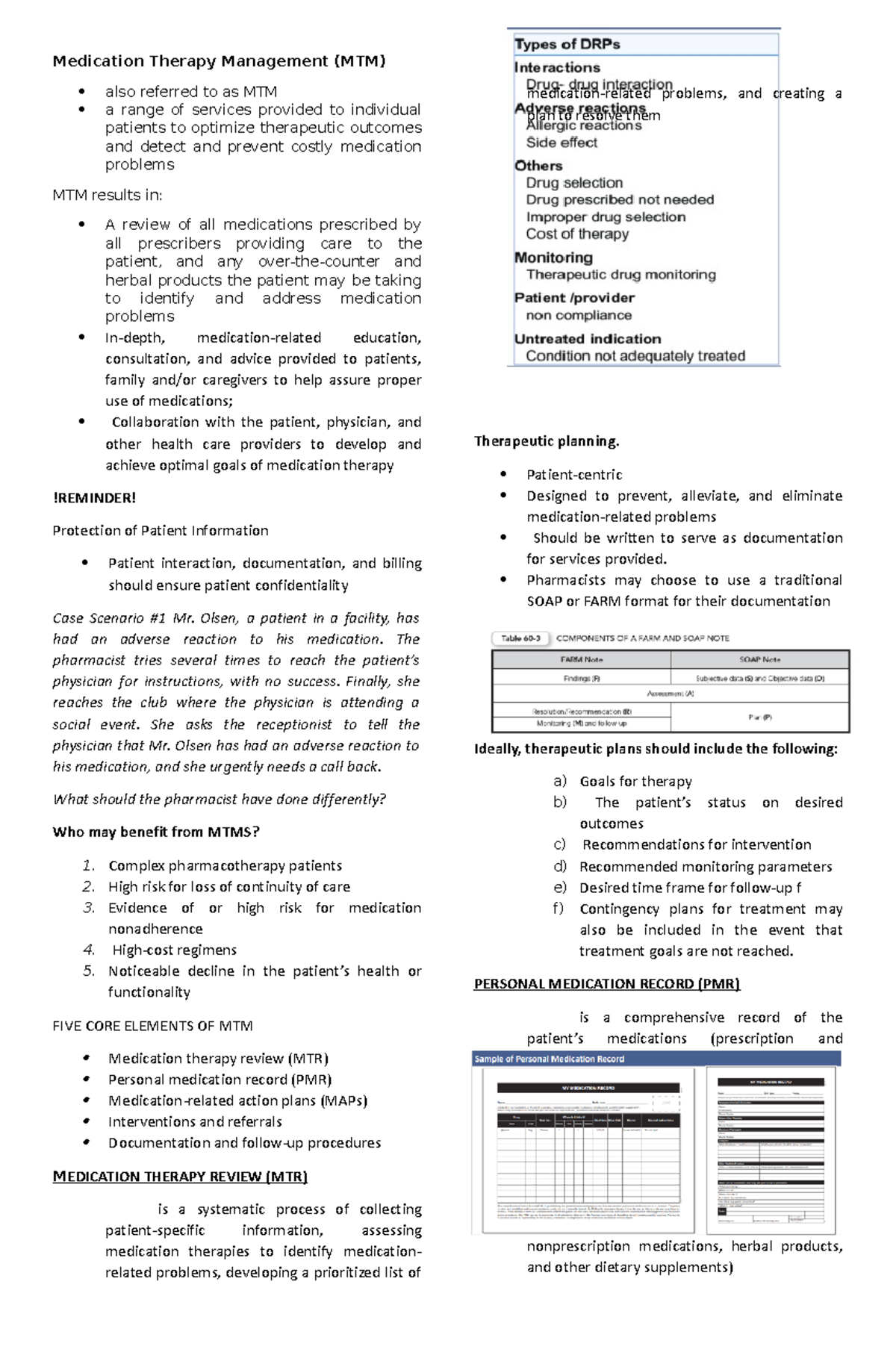 Medication Therapy Management (MTM) - Olsen, a patient in a facility ...