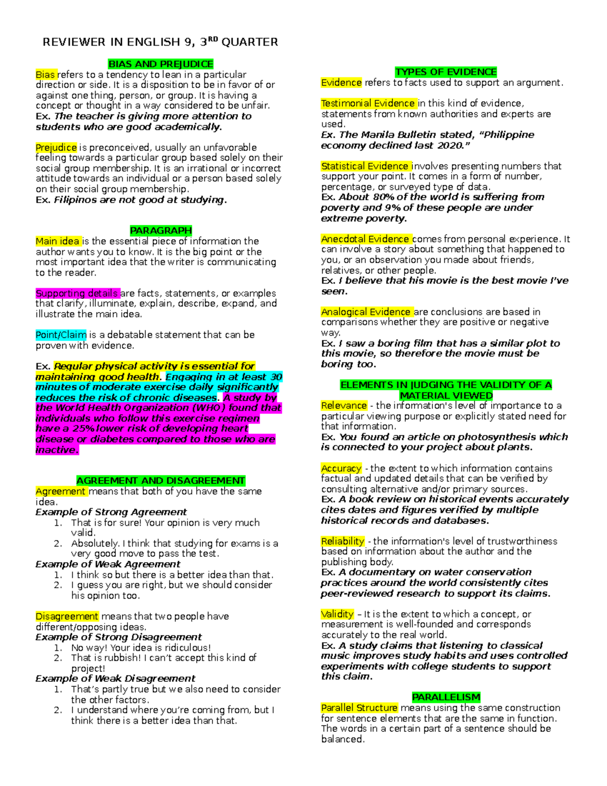 3rd-Quarter-Reviewer - REVIEWER IN ENGLISH 9, 3RD QUARTER BIAS AND ...