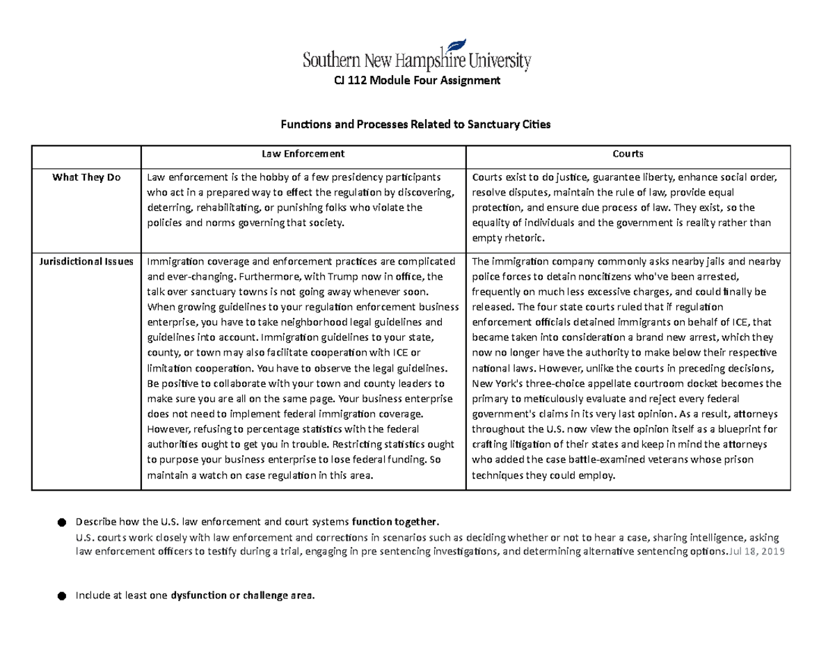 CJ 112 Module Four Assignment - CJ 112 Module Four Assignment Functions ...