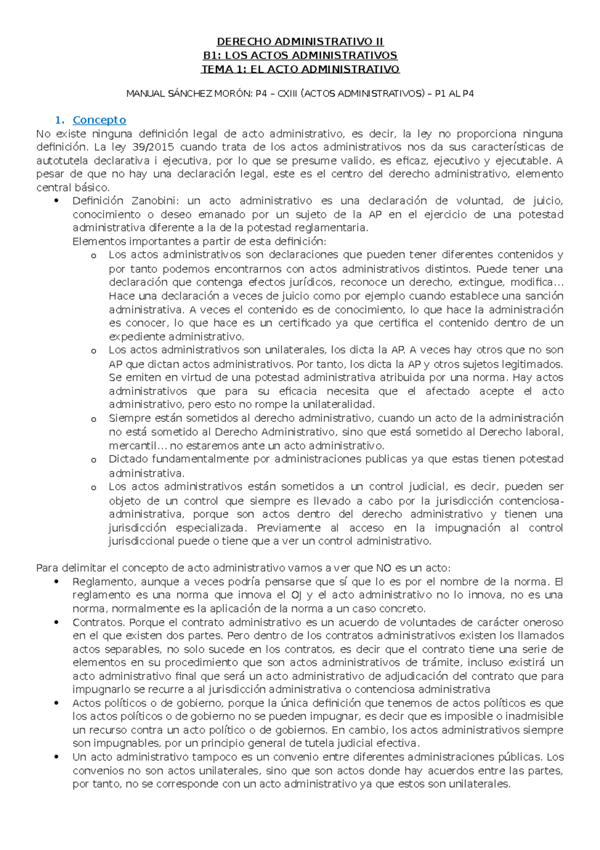 T1. El Acto Administrativo - DERECHO ADMINISTRATIVO II B1: LOS ACTOS ...