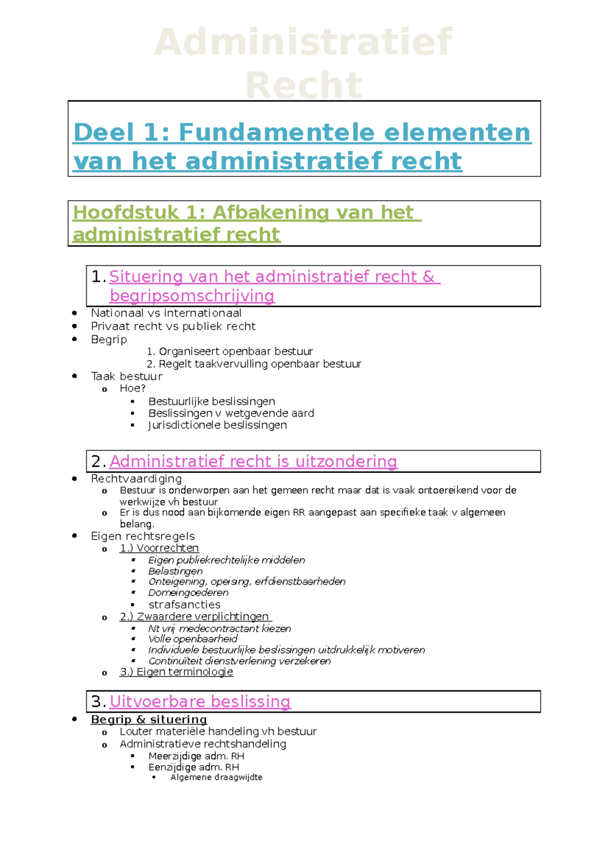 Samenvatting Praktisch Administratief Recht - Deel 1: Fundamentele ...