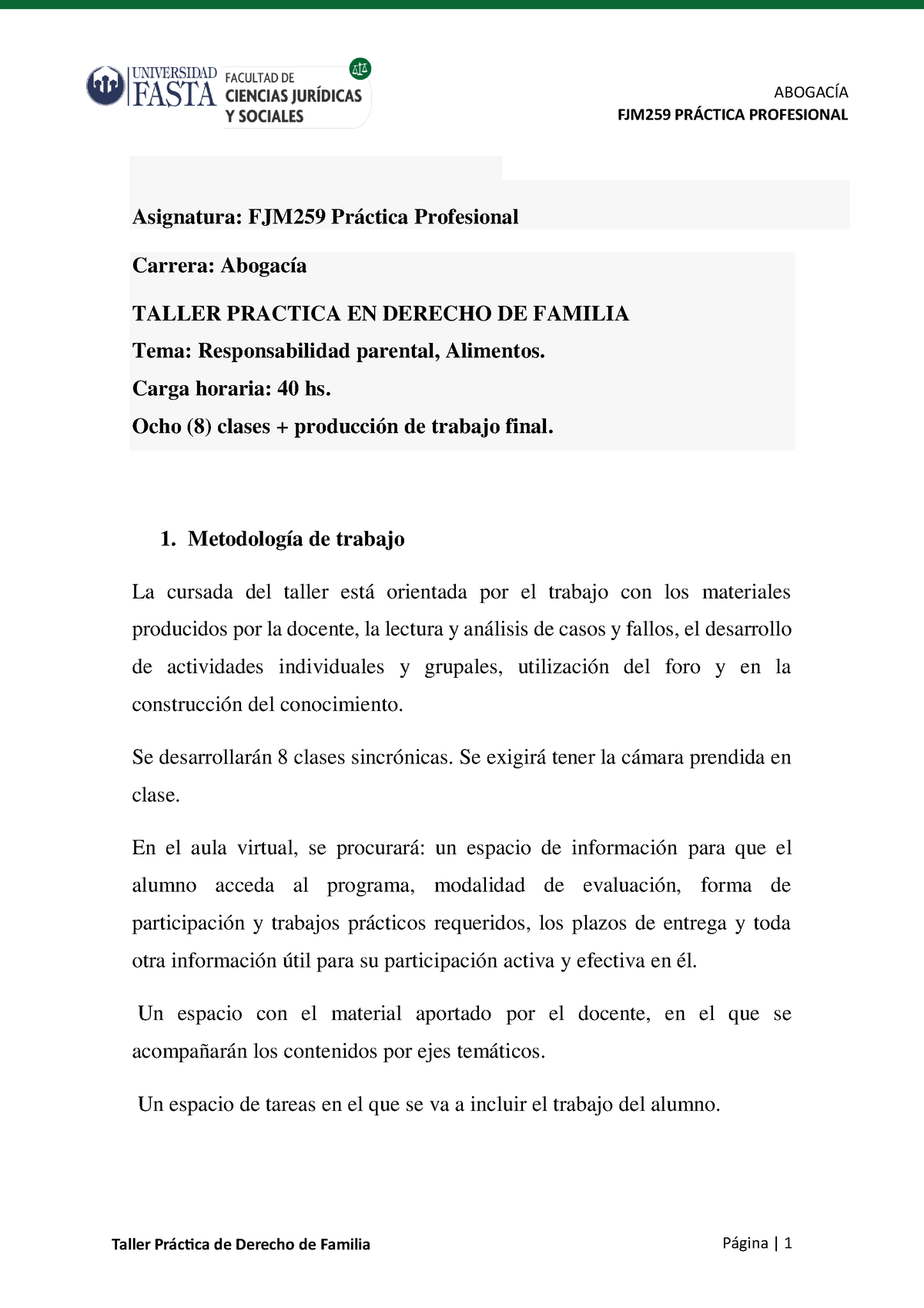 FJM259 Pr Ã¡ctica Profesional Taller Pr Ã¡ctica Derecho De Familia 2023 ...