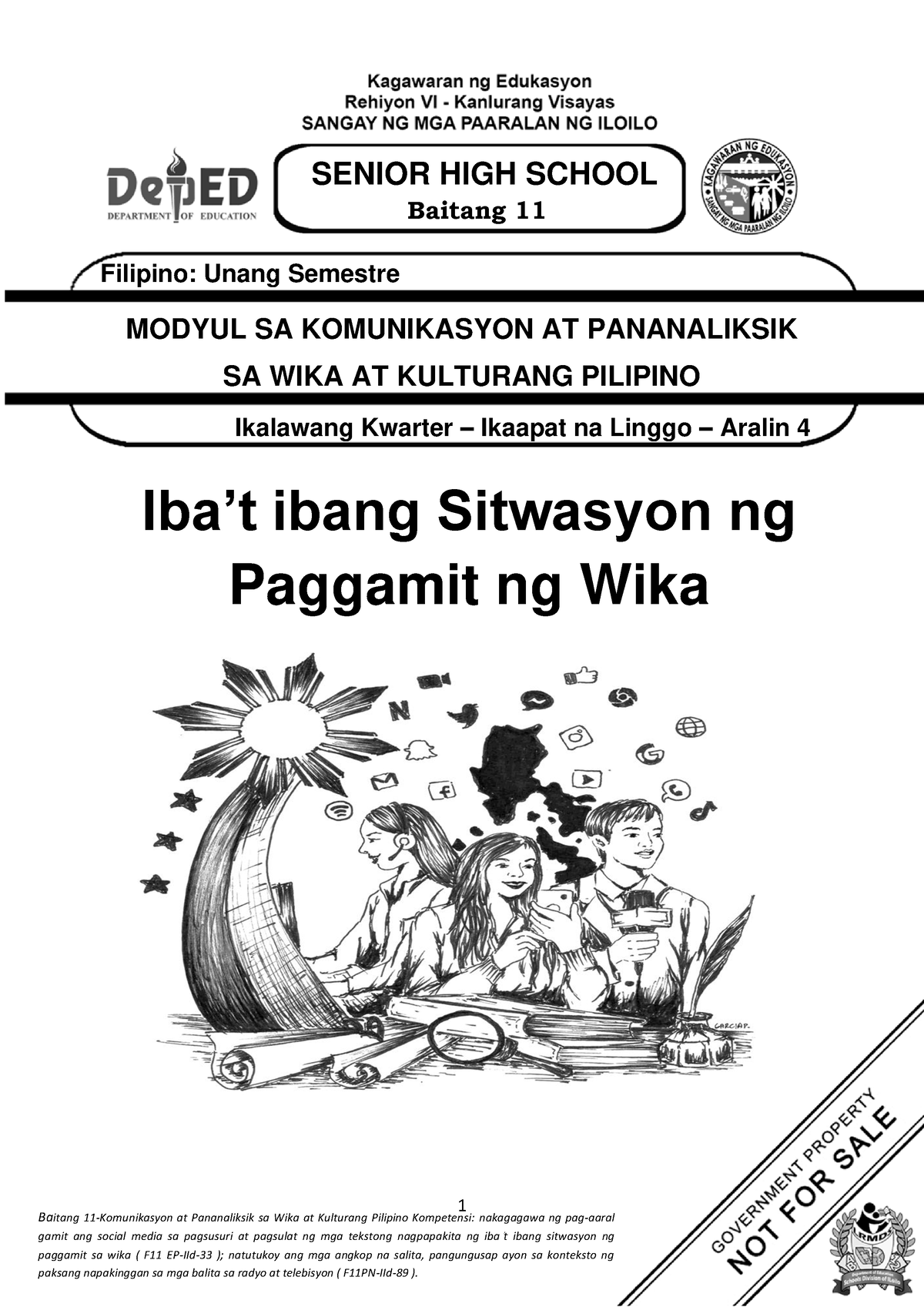 Fil11 Q2 Wk4 Aral4 1 Vvbb Baitang 11 Komunikasyon At Pananaliksik Sa Wika At 5694