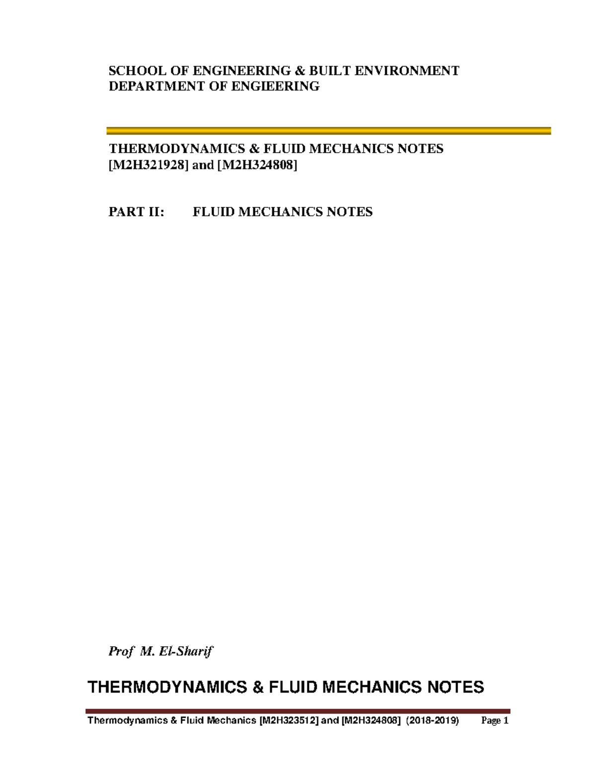 Part II - Fluid Mechanics Notes - SCHOOL OF ENGINEERING & BUILT ...