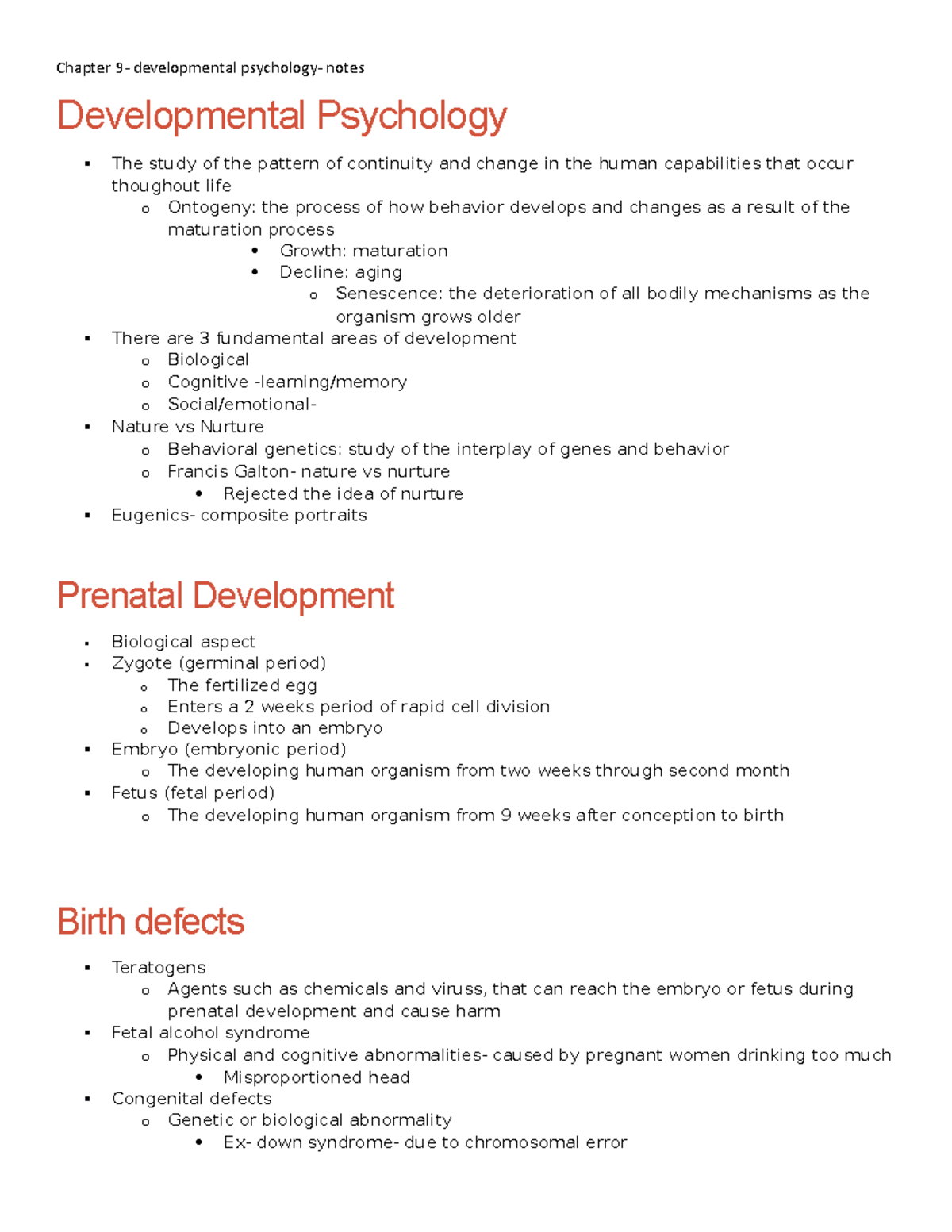 Chapter 9- Developmental Psychology - Studocu