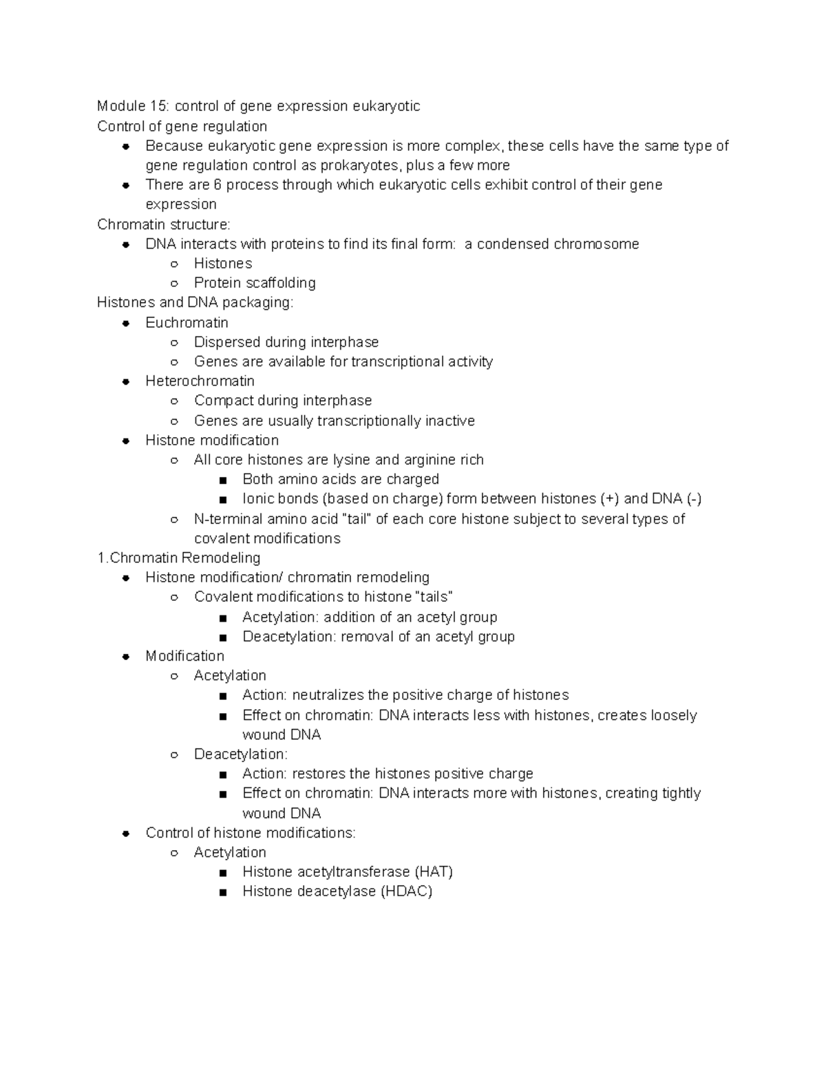 Module 15 eukaryotic gene expression - Module 15: control of gene ...