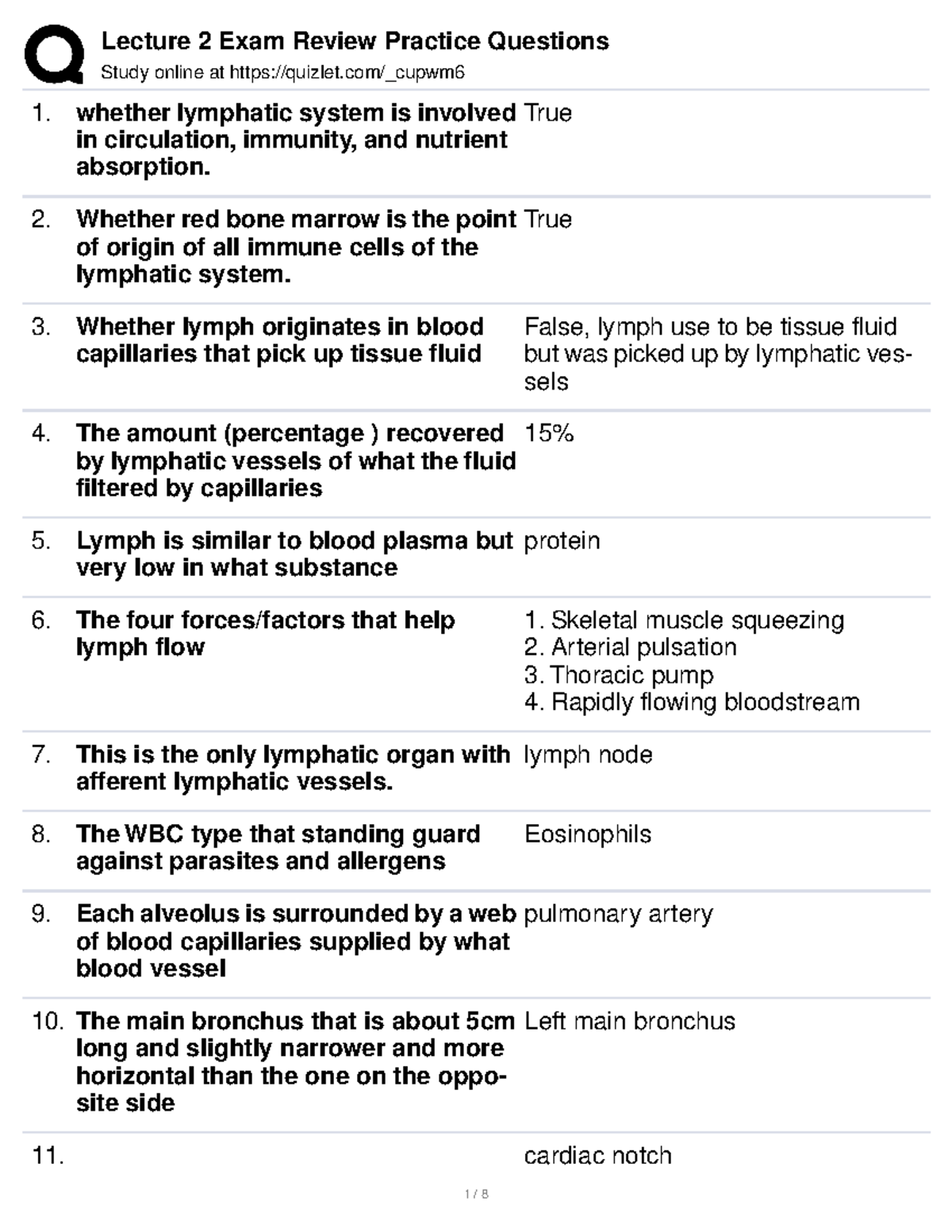 Lymphatic Practice Test - Study Online At Quizlet/_cupwm Whether ...