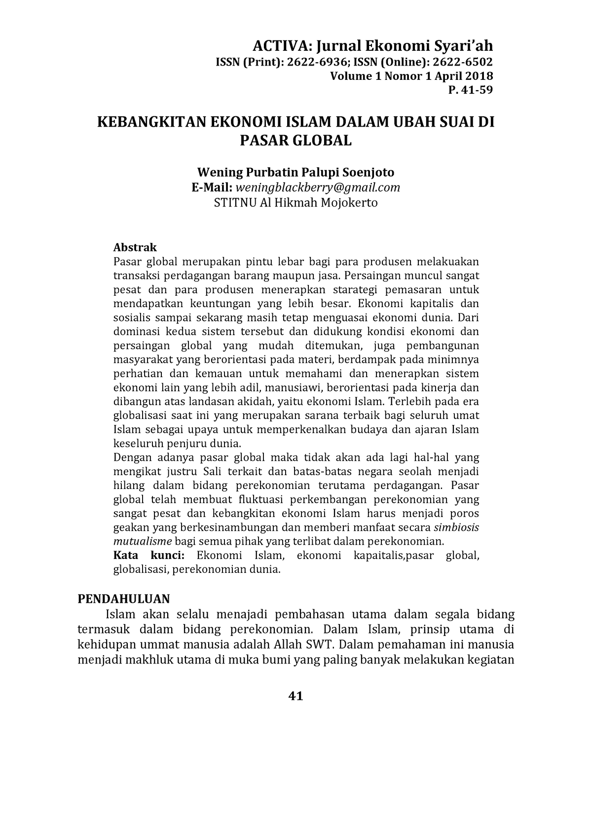 Kebangkitan Ekonomi Islam Dalam Ubah Suai Di Pasar Global - ACTIVA ...