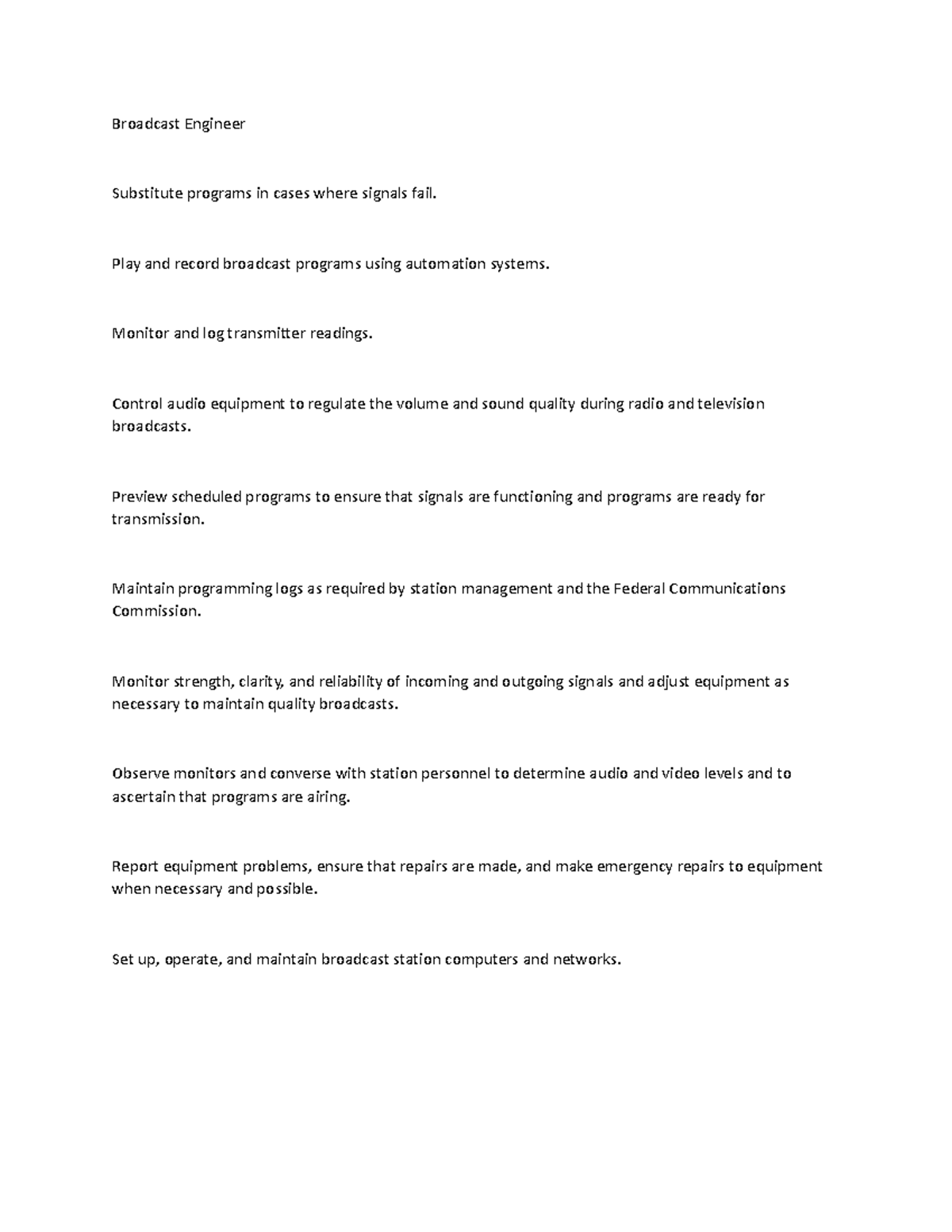 Broadcast Engineer knowledgeable insights Broadcast Engineer