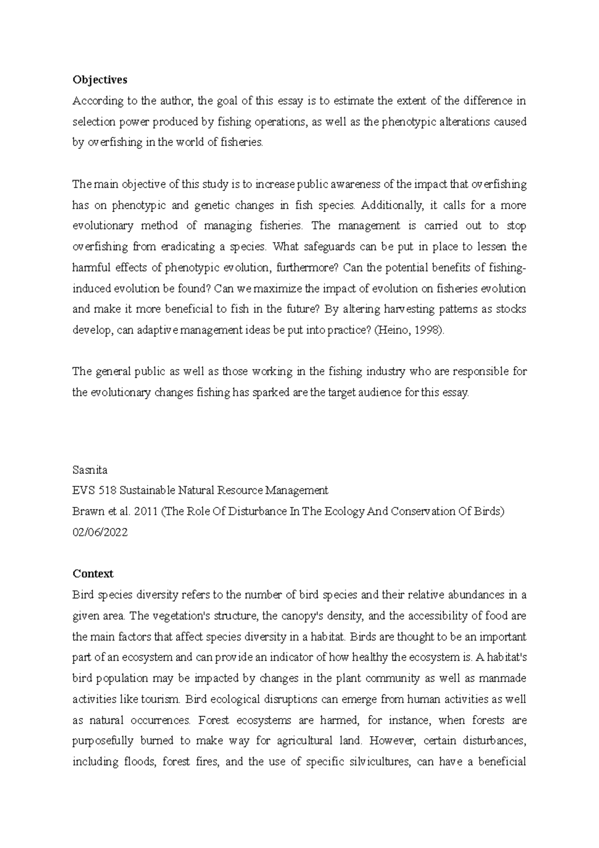 Assignment 7 - example of paper. - Objectives According to the author ...