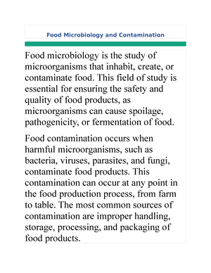 Food Microbiology And Contamination 2 - Food Safety Regulations And ...