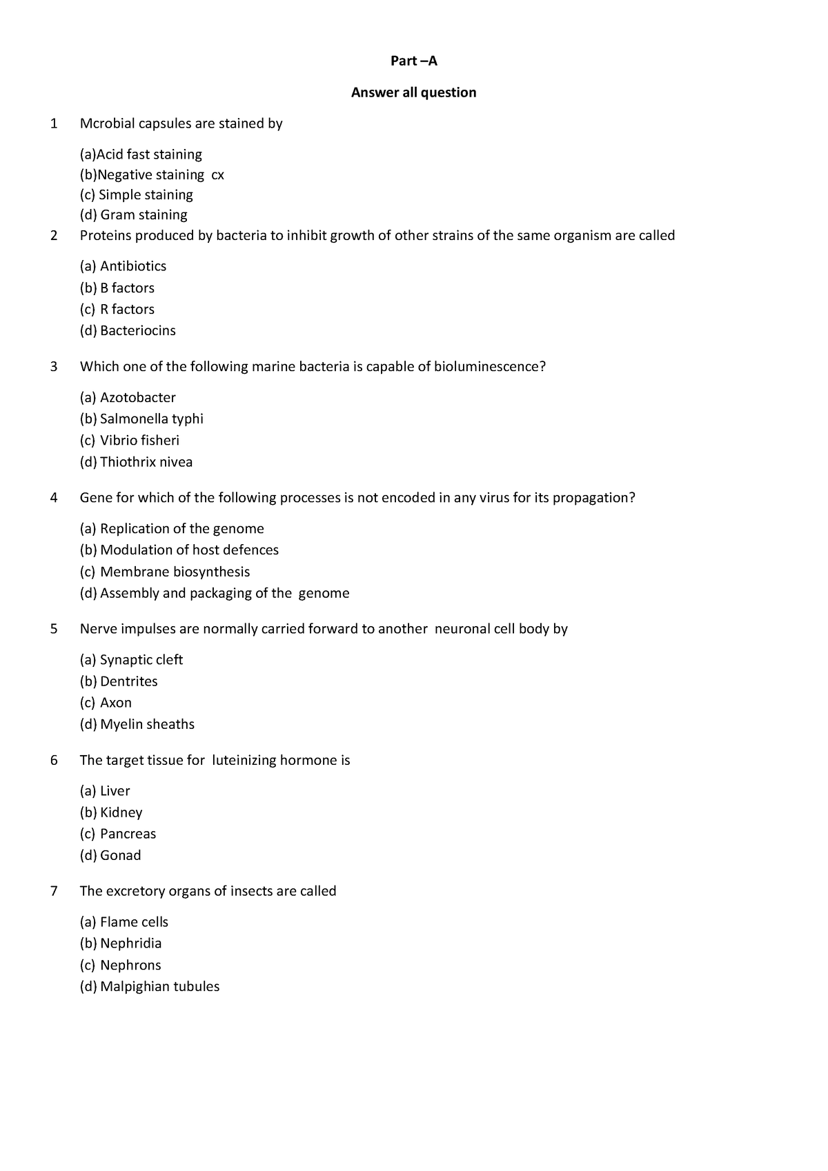 Jnuceeb Or GAT-B Old Papers BT 2014 - Part –A Answer All Question 1 ...