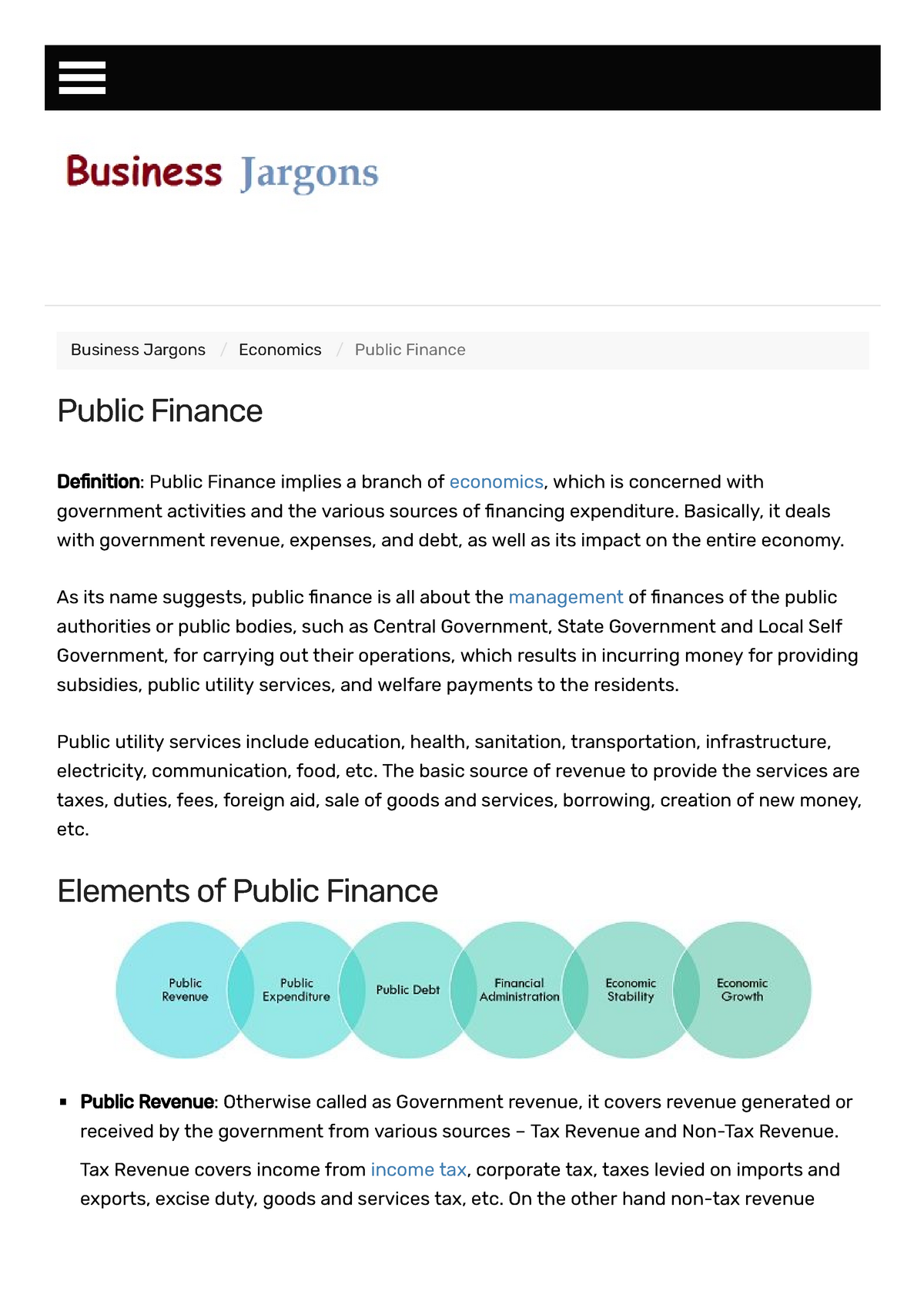 What Is Public Finance Definition And Elements Business Jargons 