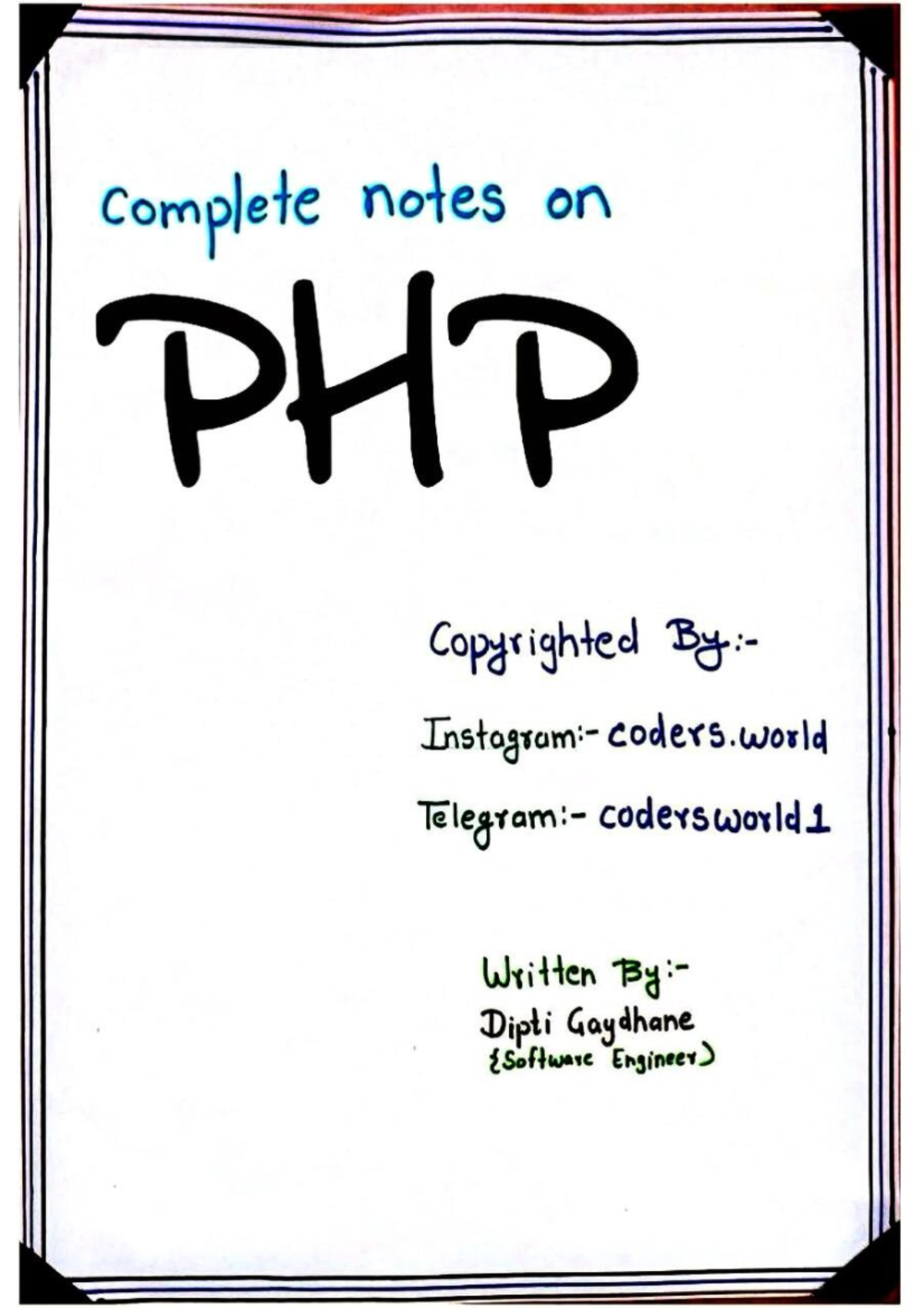 php programming - complete notes on PHP Copyrighted coders codersworld1 ...