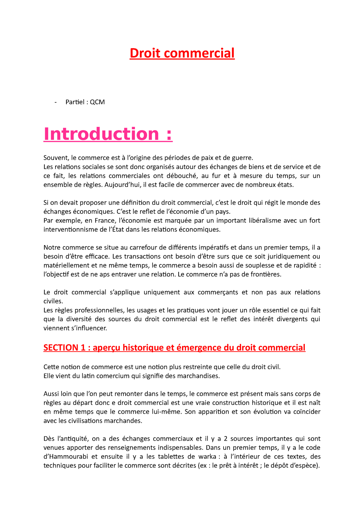 introduction dissertation droit commercial