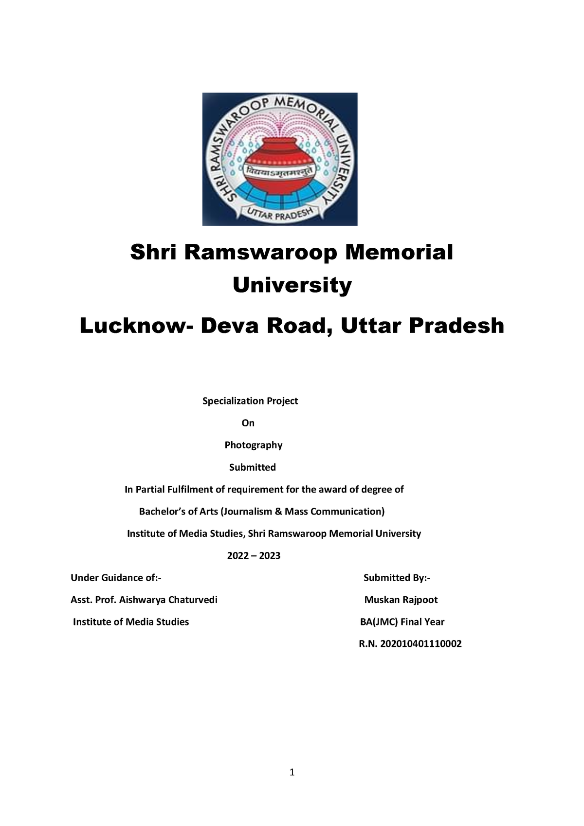 lucknow university assignment front page pdf