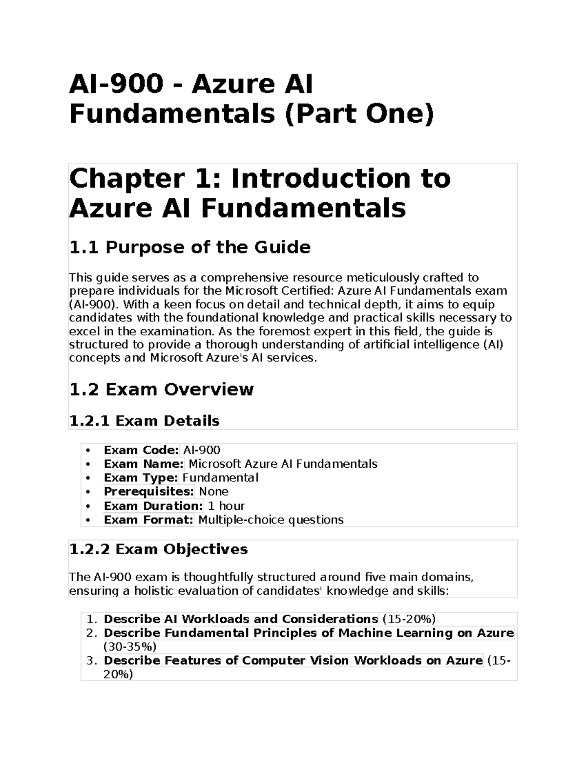 Microsoft AI900 Guide Part I AI900 Azure AI Fundamentals (Part One