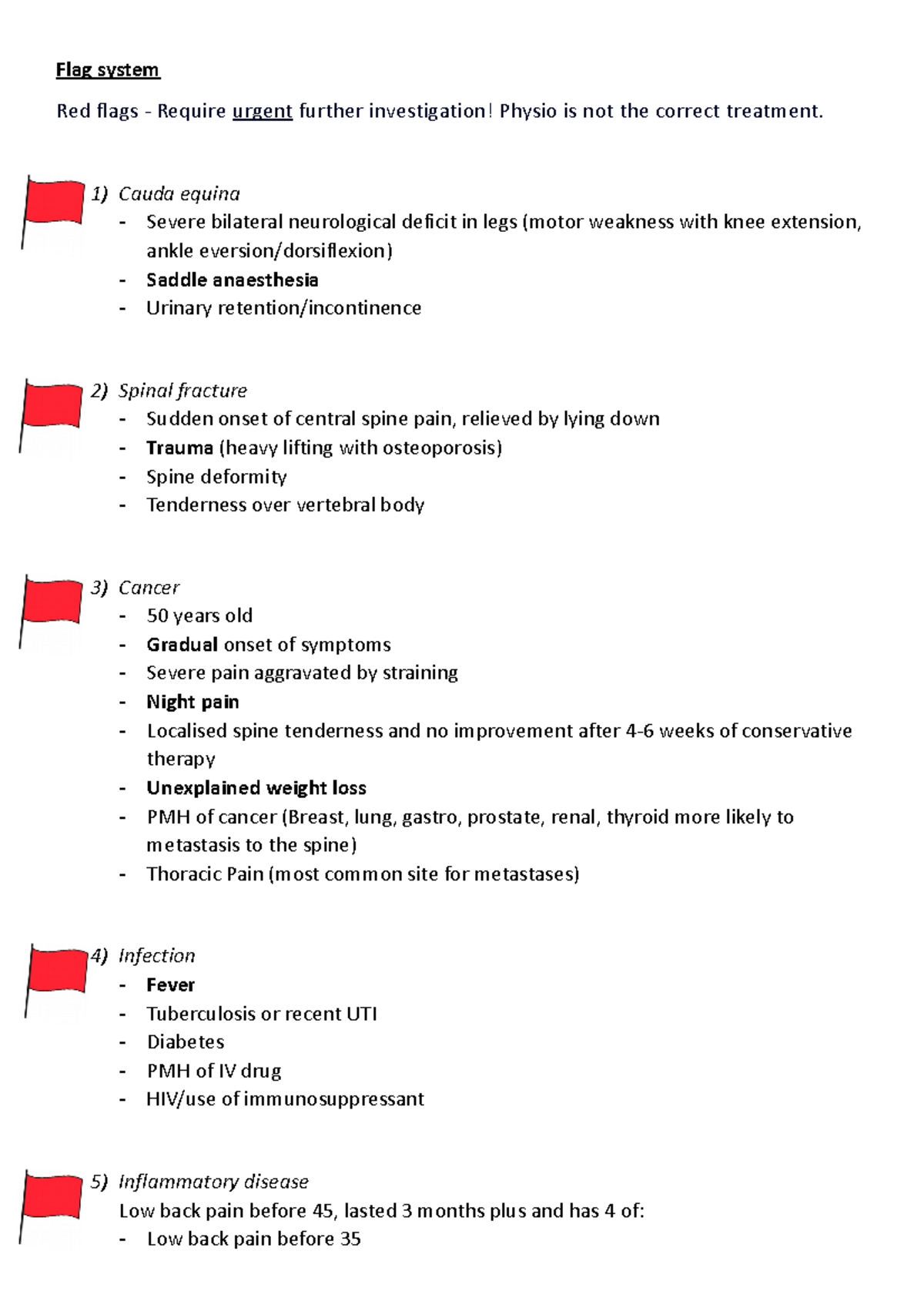 Red flag Red flag notes Flag system Red flags Require urgent