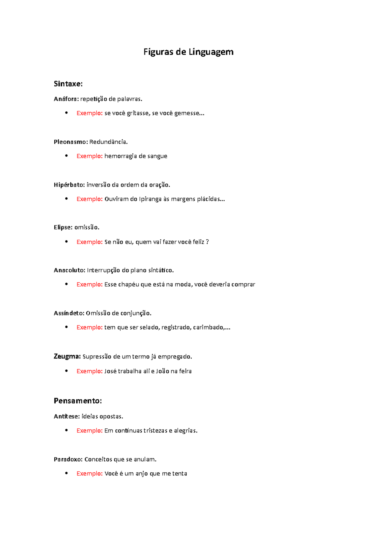 Figuras de Linguagem - Figuras de Linguagem Sintaxe: Anáfora: Exemplo ...