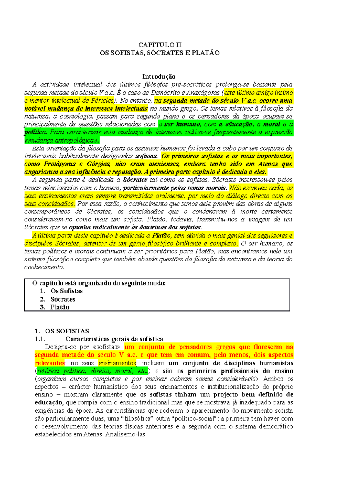 Capítulo II - Os Sofistas, Sócrates E Platão - CAPÍTULO II OS SOFISTAS ...