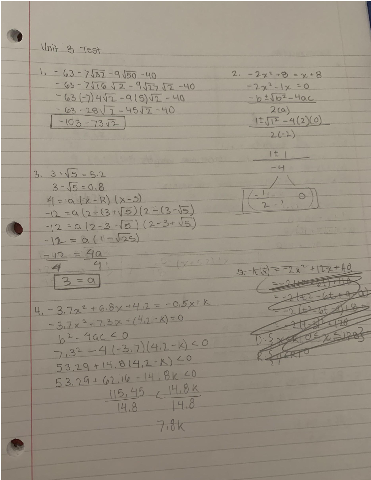 math unit 3 test