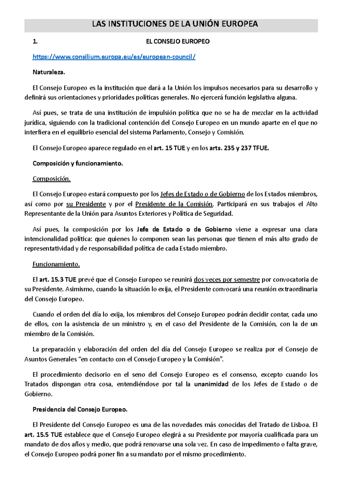 Pdf due junto - LAS INSTITUCIONES DE LA UNIÓN EUROPEA 1. EL CONSEJO ...
