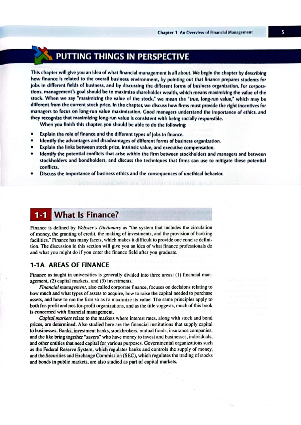 FM Chapt 1 - NOTES - Chapter 1 An Overview of Financial Management 5 ...