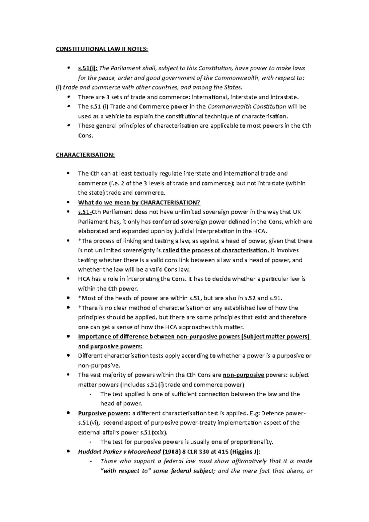 Constitutional LAW Exam Notes - CONSTITUTIONAL LAW II NOTES: s(i): The ...