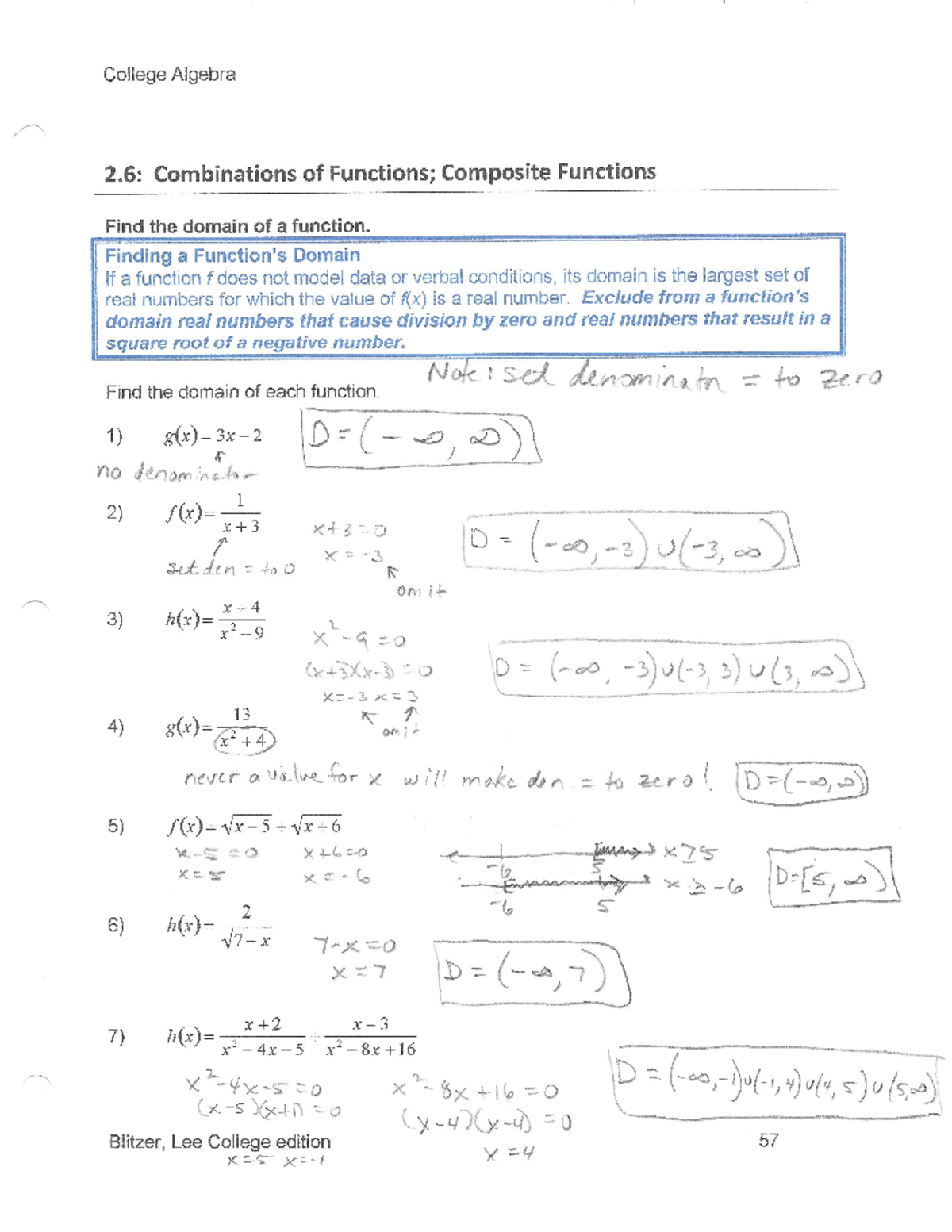 2 6 notes combinations of functions composite functions math 1314h