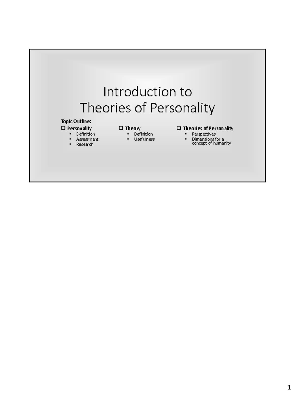 1 Introduction To Theories Of Personality - Introduction To Theories Of ...