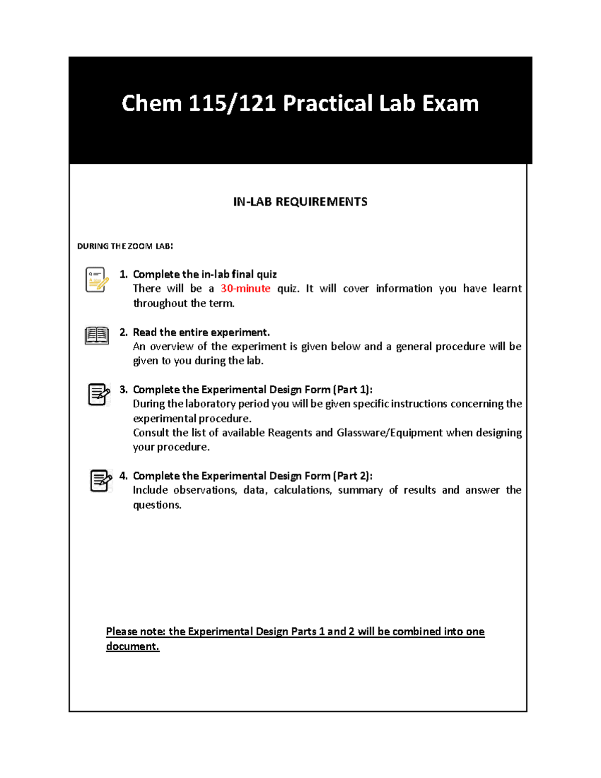 Final exam experiment 2021S1 - Chem 115/121 Practical Lab Exam IN-LAB ...