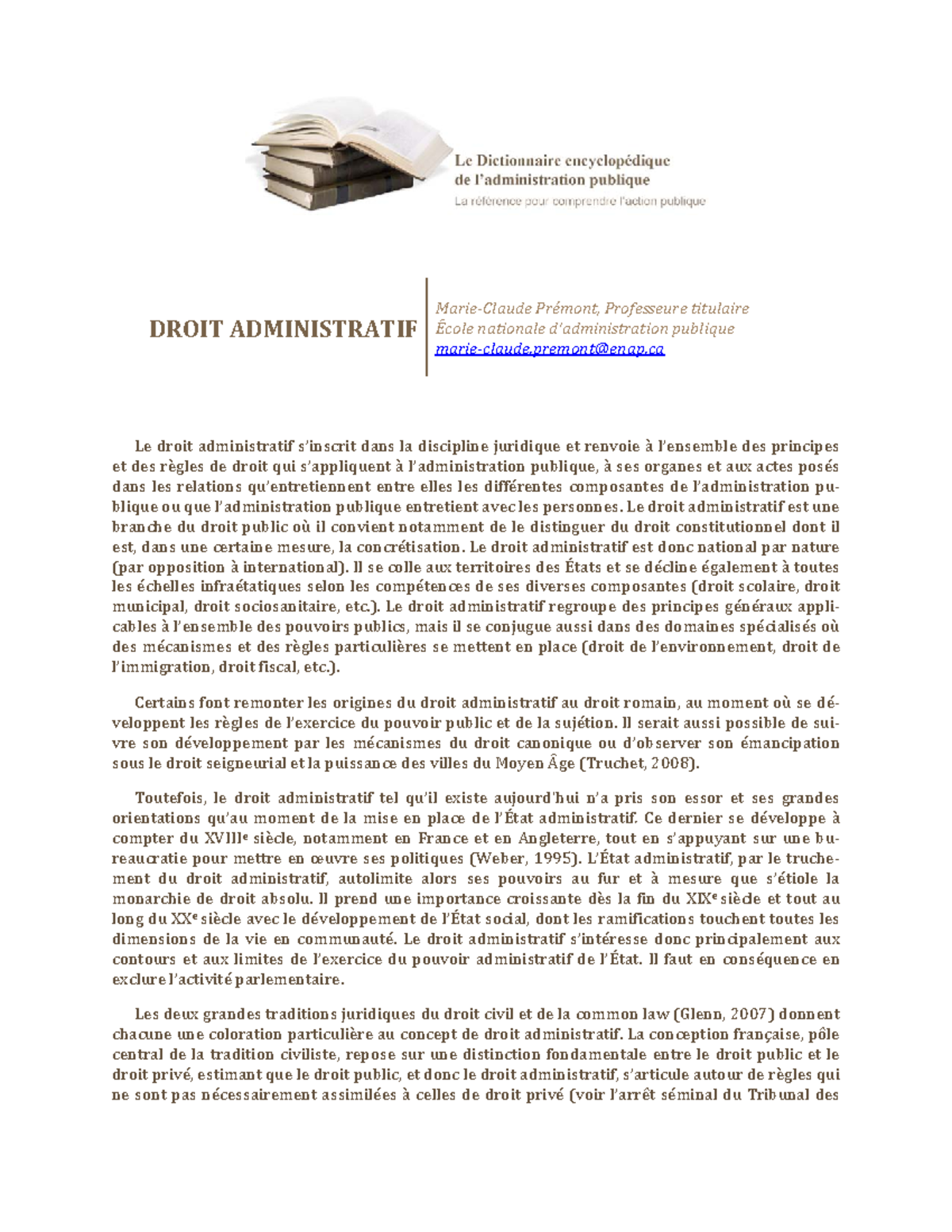 Droit Administratif - Cours - DROIT ADMINISTRATIF Marie-Claude Prémont ...