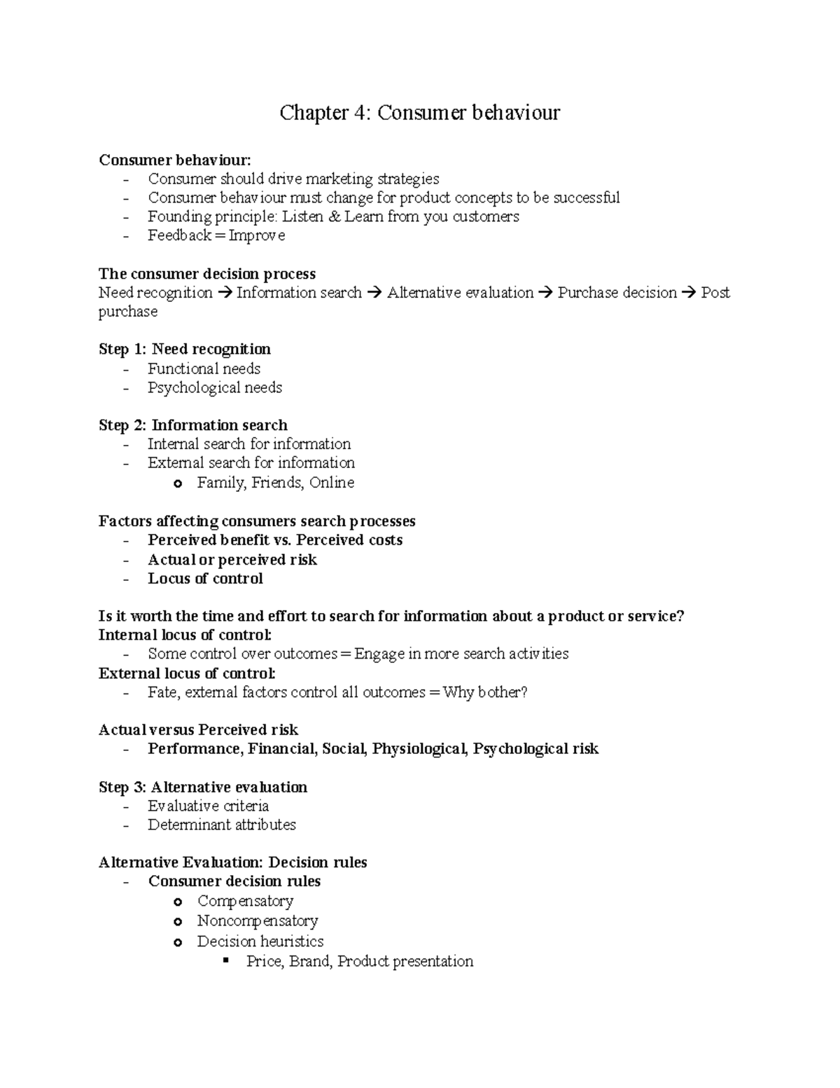 Chapter 4 - Consumer Behaviour - Chapter 4: Consumer Behaviour Consumer ...