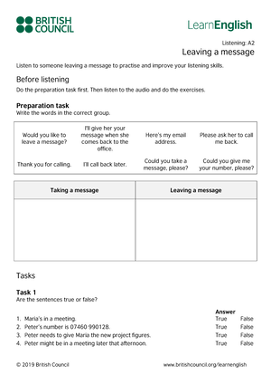 Learn English Listening A2 Instructions For An Assignment - Listening ...