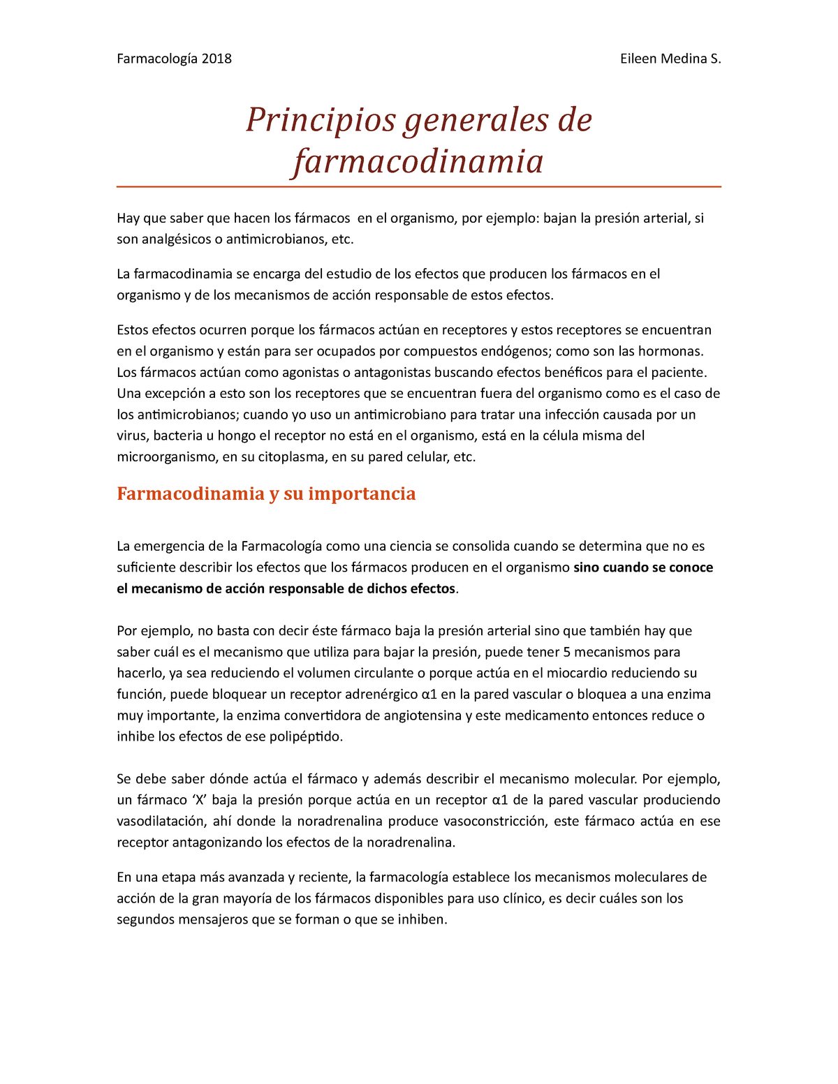 Principios Generales De Farmacodinamia Farmacolog A Eileen Medina S Principios