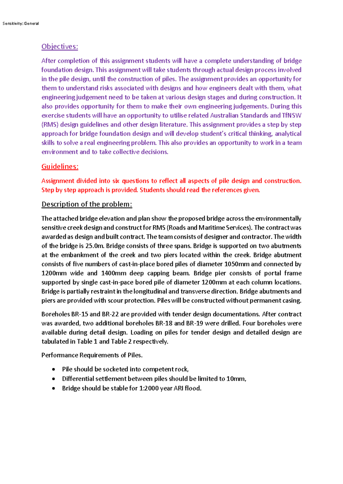 Bridge Foundation Assignment - Sensitivity: General Objectives: After ...