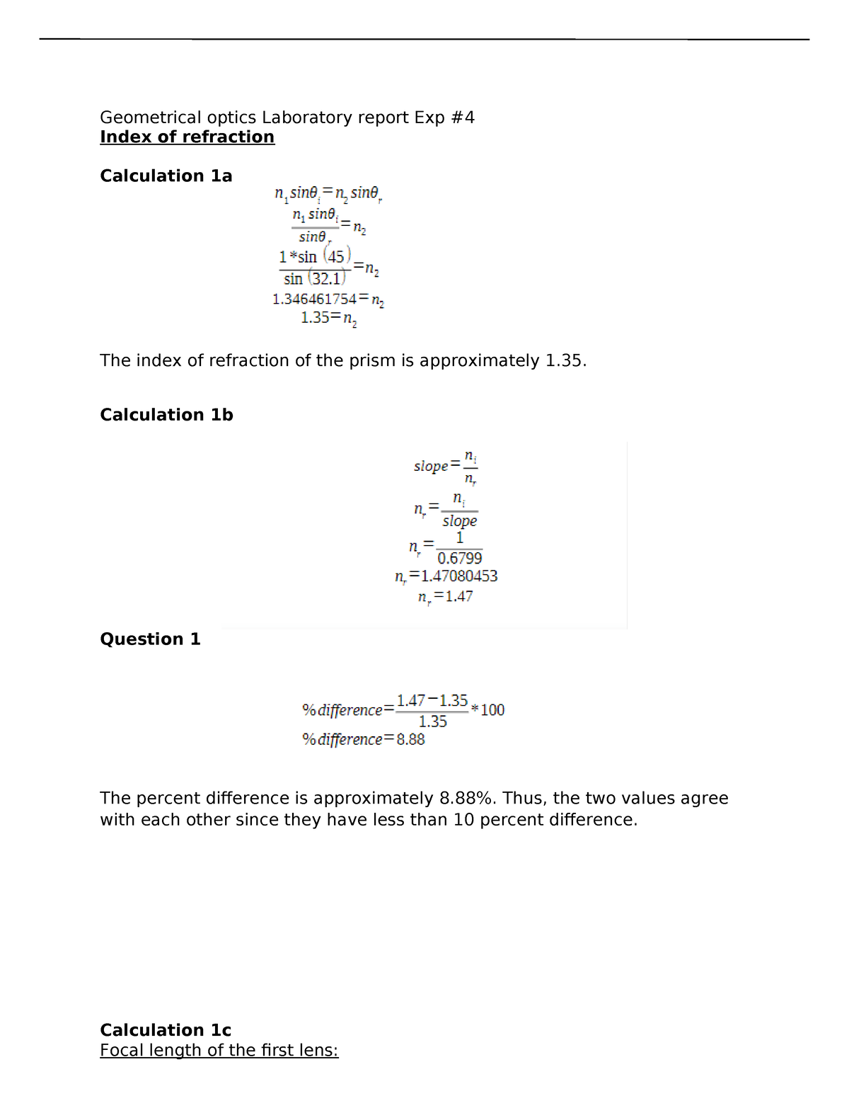 experiment geometrical optics lab report