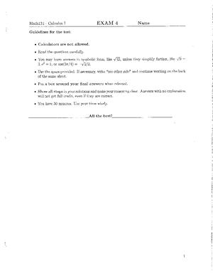 Exam 3 Practice Review Questions for Calculus 1 MATH 1510 - Practice ...