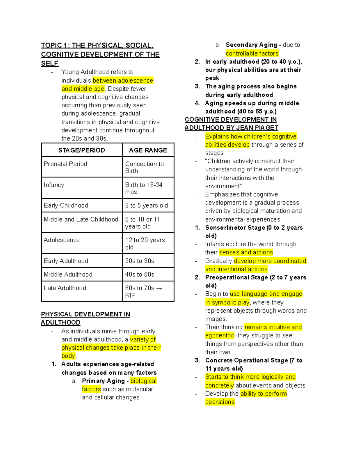 Understanding The Self - TOPIC 1: THE PHYSICAL, SOCIAL, COGNITIVE ...