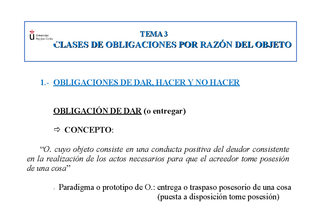 Tema 3 Clase de obligaciones por razón del objeto (2021-2022) - TEMA 3 ...
