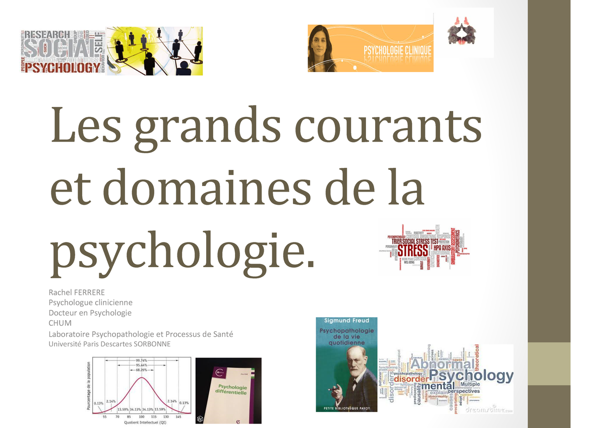 Les Grands Courants Et Domaines De La Psychologie Achouche Bachir - Les ...