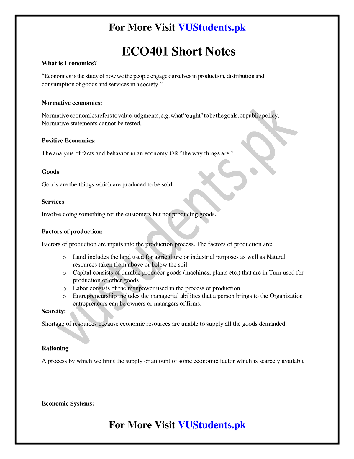 ECO401 Short Notes Paper ECO401 Short Notes What Is Economics   Thumb 1200 1553 