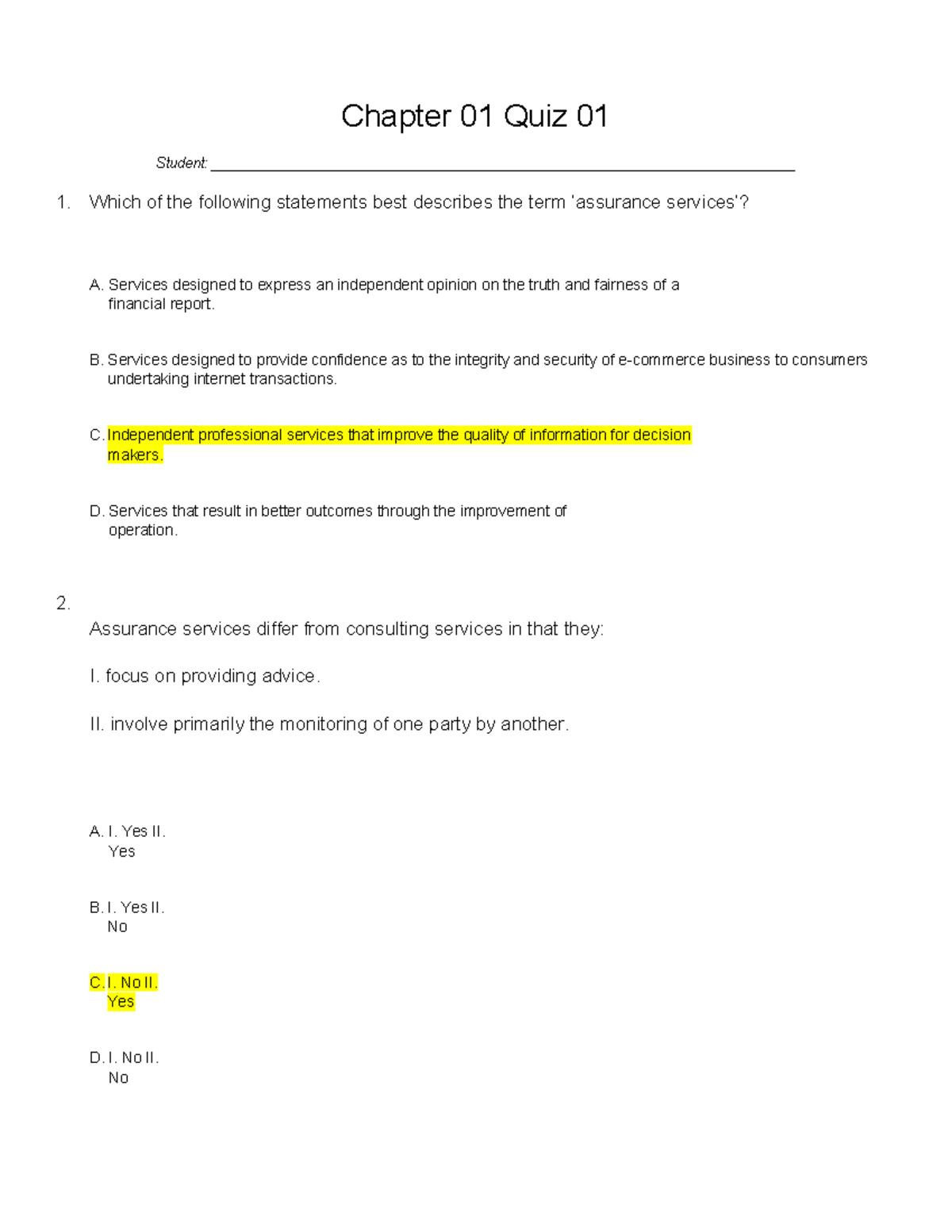 Chapter 01 Quiz 01 - Quiz - Chapter 01 Quiz 01 Student: - Studocu