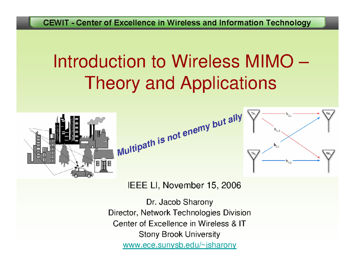 Introduction To Wireless Mimo - Introduction To Wireless MIMO – Theory ...